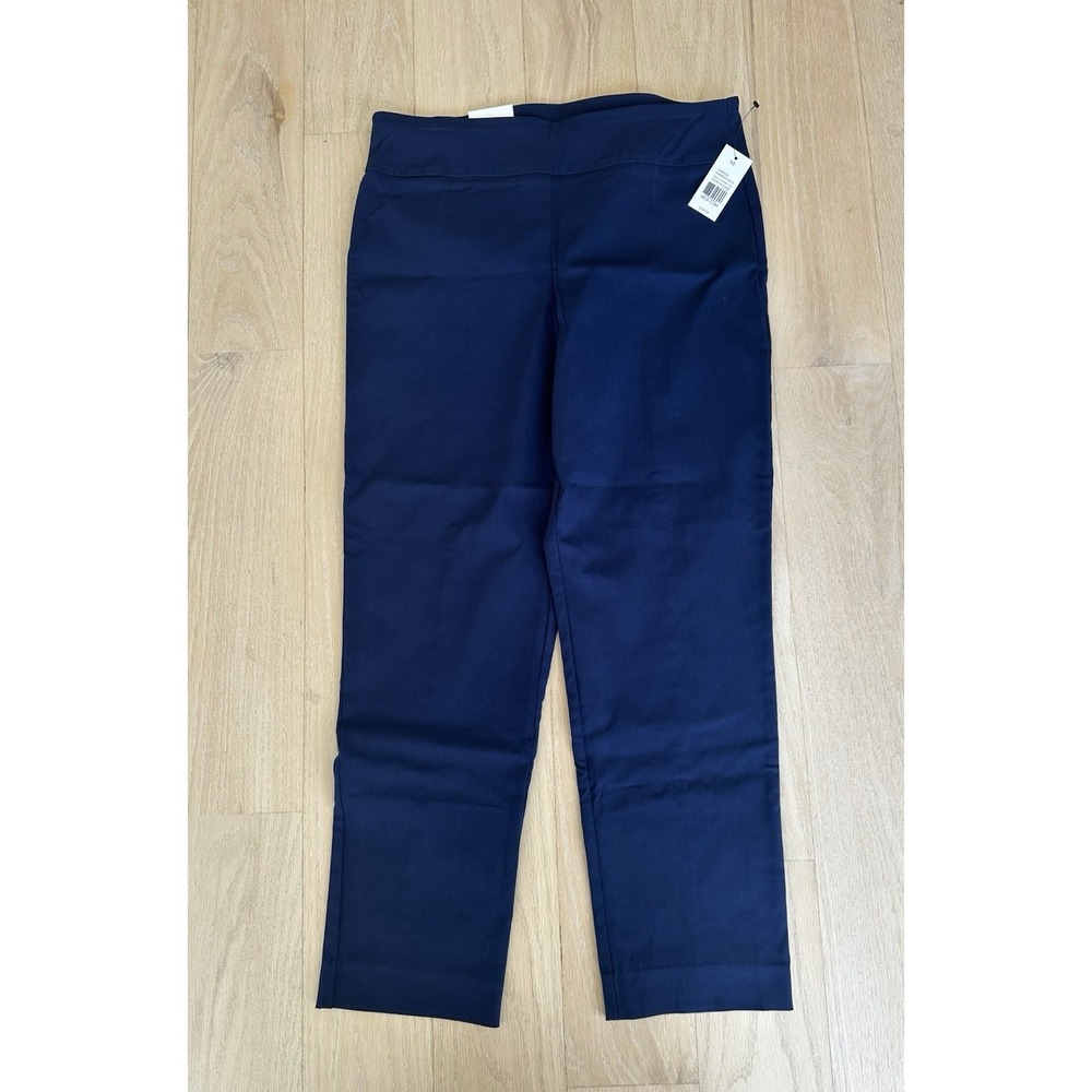 NWT Women's Crown & Ivy Blue Straight Leg Pants Size 10 Inseam "27" Stretch